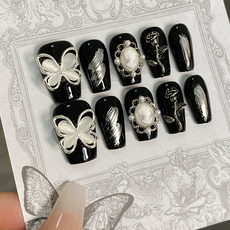 Pressed Flower Art - 10pcs Vintage Handmade Press On Nails
