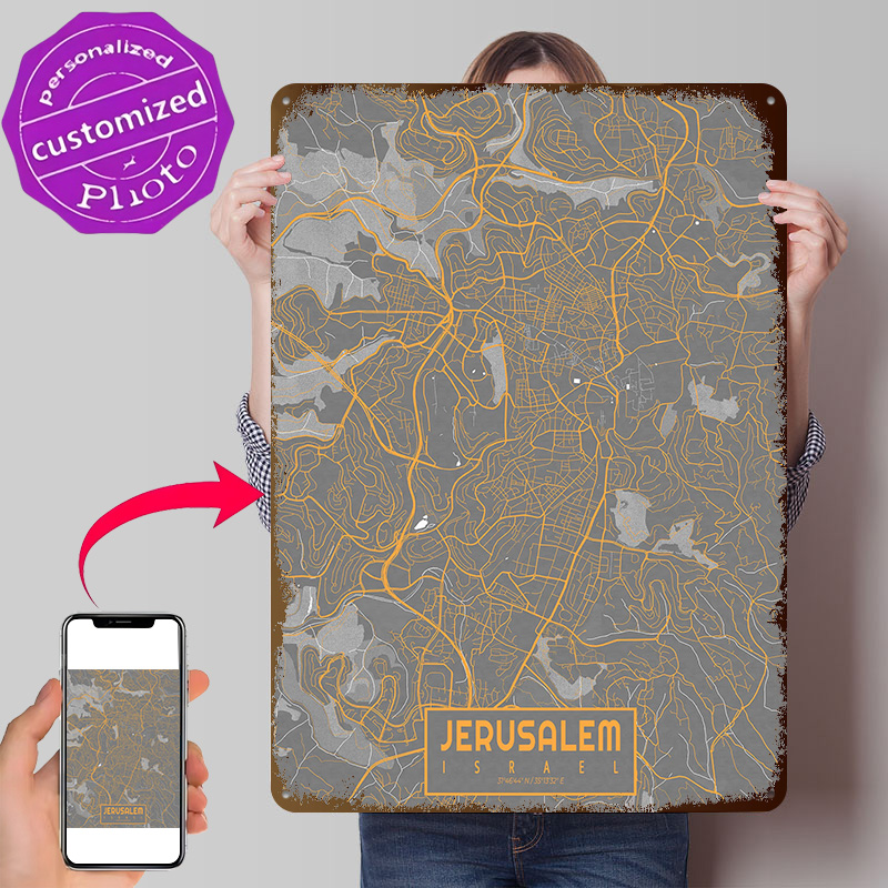 Custom Map Poster - Jerusalem City Map Israel Bauhaus 3D