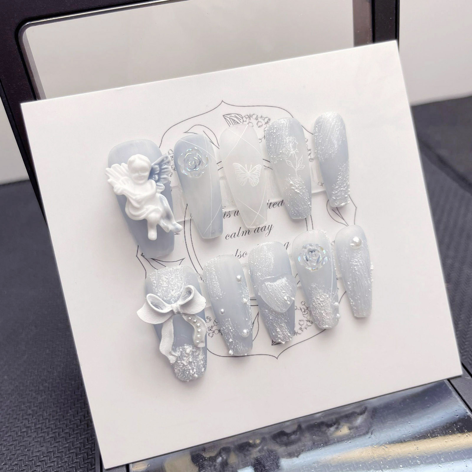 3D Plaster Angel False Nails G - огляд і ціна Pressed Flower Art