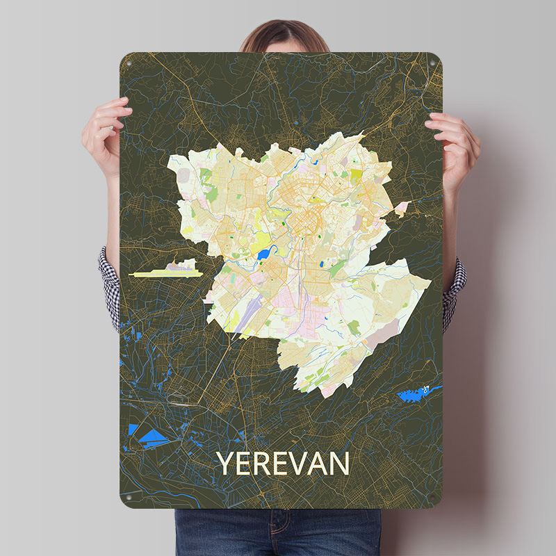 Yerevan City Map Tinplate Post - огляд і ціна Custom Map Poster