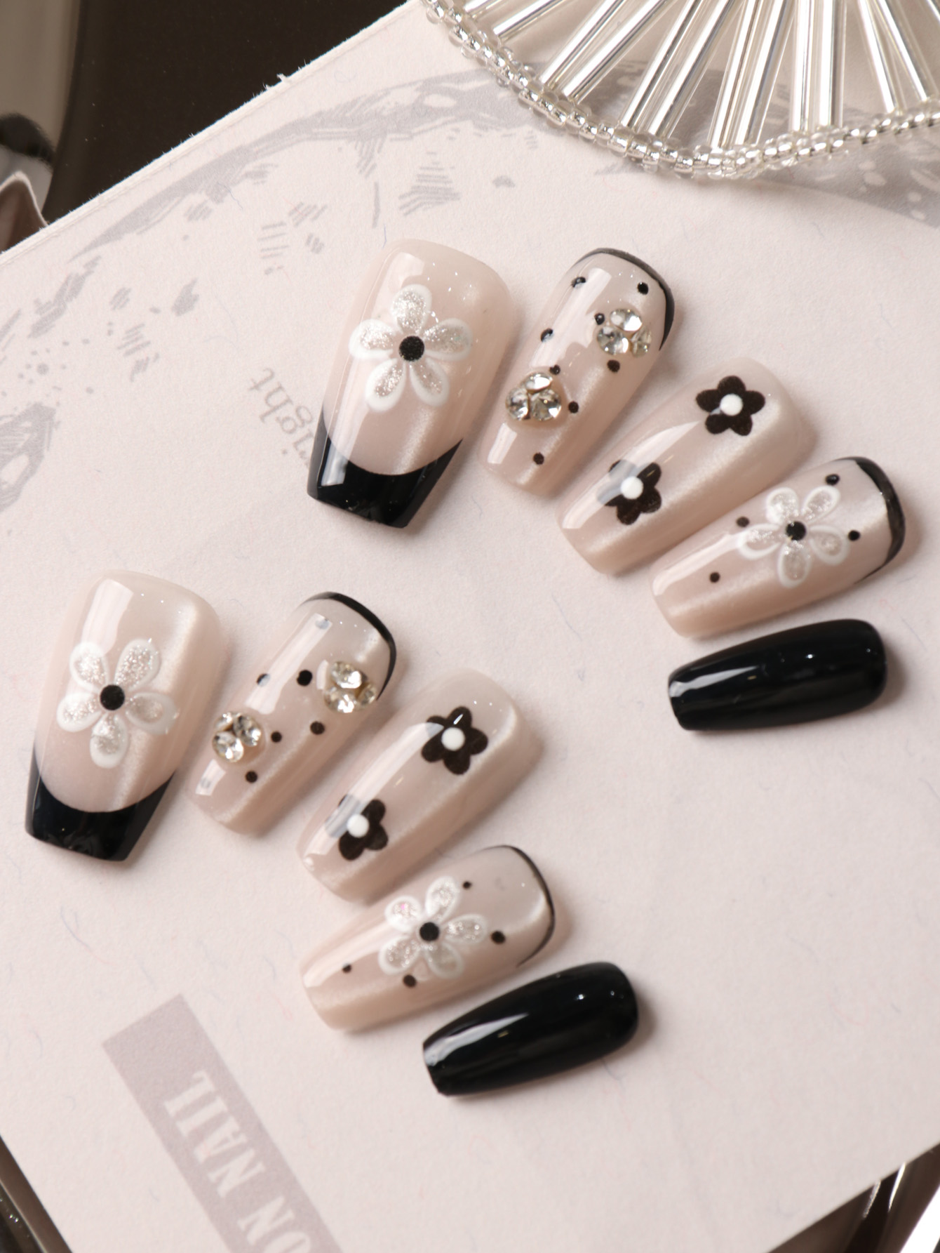 10Pcs Press on Nails Fake Nail - огляд і ціна Pressed Flower Art