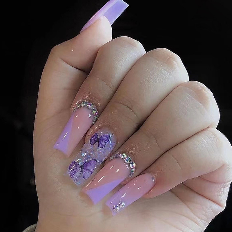 24pcs Long Ballet False Nails  - огляд і ціна Pressed Flower Art