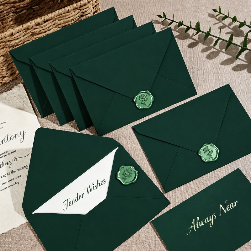 Thick‑textured Green Envelope  - огляд і ціна Wax Seal Letter Kit
