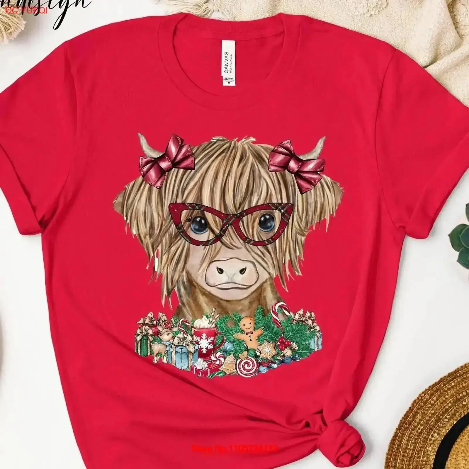 Christmas Highland Cow T Shirt - огляд і ціна Family Tree Print
